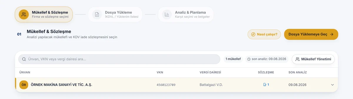 Karşıt Planlama modülü ekran görüntüsü